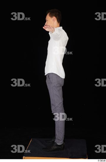 Whole Body Man T poses White Shoes Shirt Trousers Slim Standing Studio photo references