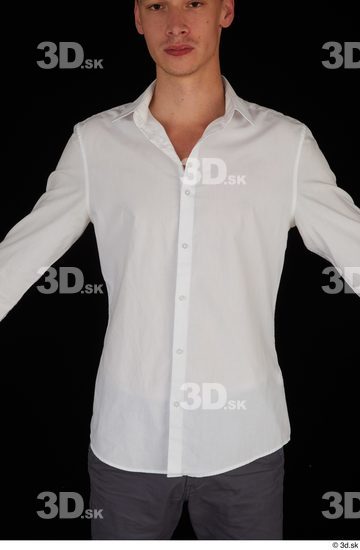 Upper Body Man White Shirt Slim Studio photo references