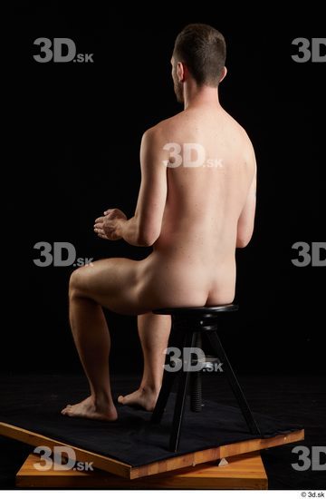 Whole Body Man White Nude Slim Sitting Studio photo references