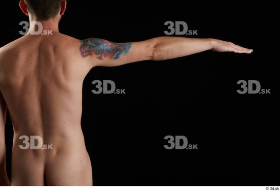 Arm Back Man White Nude Slim Studio photo references