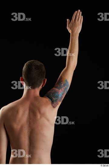 Arm Back Man White Nude Slim Studio photo references