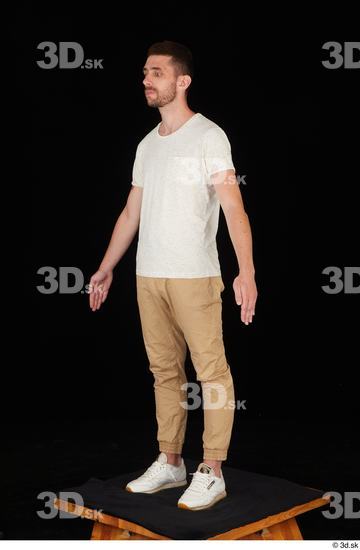 Whole Body Man White Casual Shirt Trousers Slim Standing Studio photo references