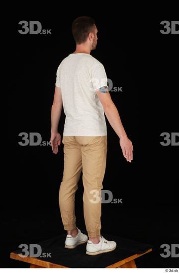 Whole Body Man White Casual Shirt Trousers Slim Standing Studio photo references