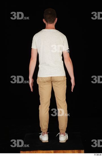 Whole Body Man White Casual Shirt Trousers Slim Standing Studio photo references