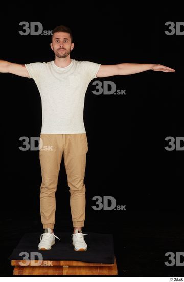 Whole Body Man T poses White Casual Shirt Trousers Slim Standing Studio photo references