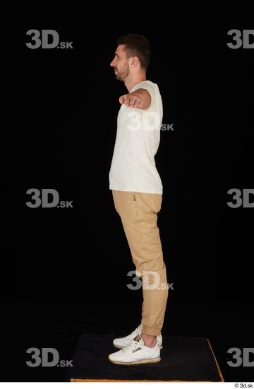 Whole Body Man T poses White Casual Shirt Trousers Slim Standing Studio photo references