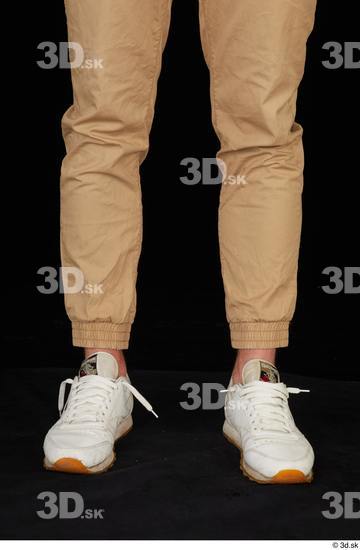 Man White Casual Trousers Slim Studio photo references