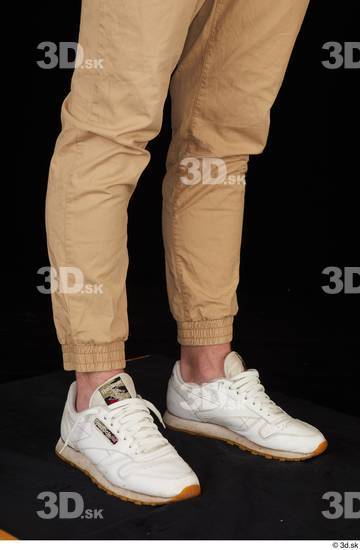 Man White Casual Trousers Slim Studio photo references