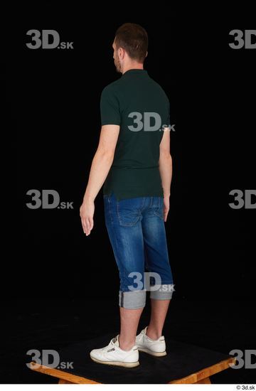 Whole Body Man White Casual Shirt Jeans Slim Standing Studio photo references