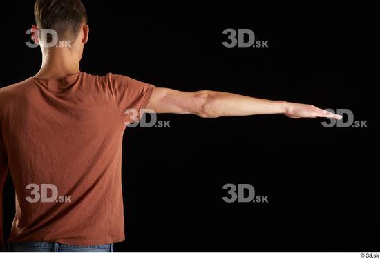 Alessandro Katz  arm back view brown t shirt casual dressed flexing  jpg
