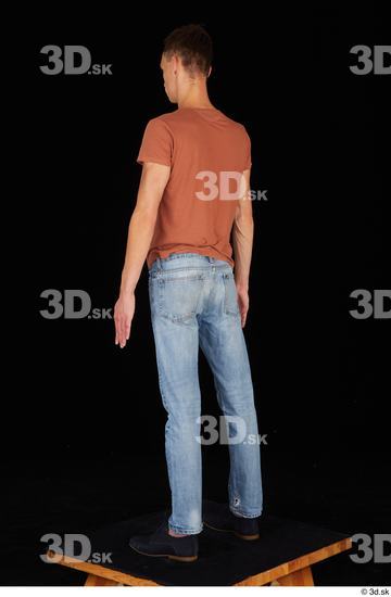 Whole Body Man Casual Shoes Shirt Jeans Slim Standing Studio photo references