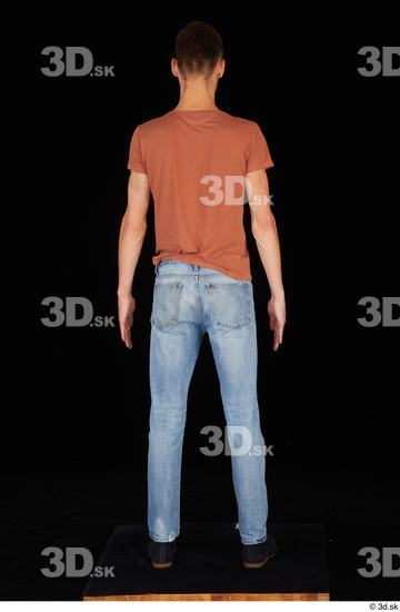 Whole Body Man Casual Shoes Shirt Jeans Slim Standing Studio photo references