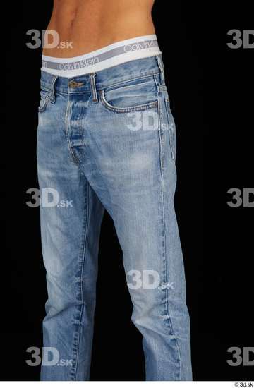 Thigh Man Casual Jeans Slim Studio photo references