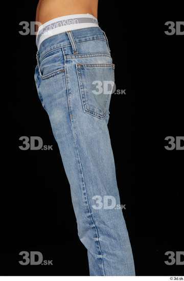 Thigh Man Casual Jeans Slim Studio photo references