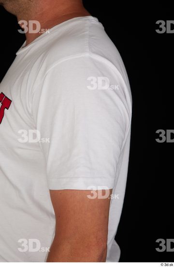 Arm Upper Body Man White Sports Shirt Chubby Studio photo references