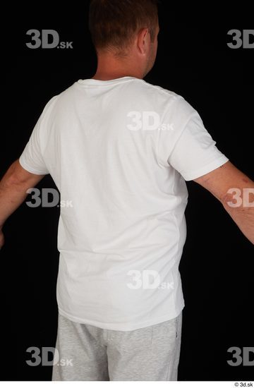 Upper Body Man White Sports Shirt Chubby Studio photo references