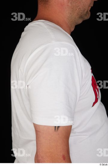 Arm Upper Body Man White Sports Shirt Chubby Studio photo references
