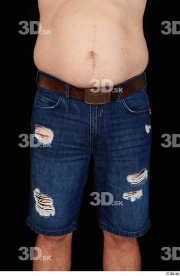 Thigh Man White Casual Jeans Shorts Chubby Studio photo references