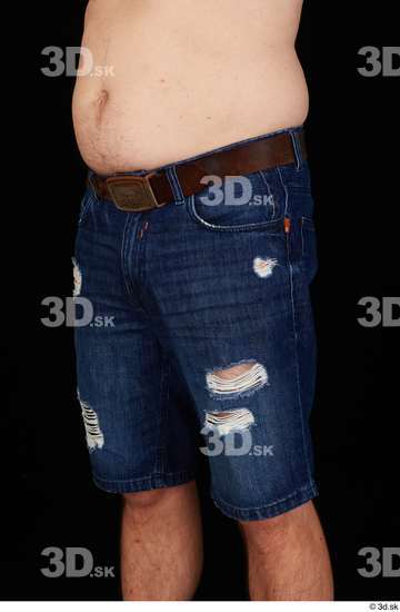 Thigh Man White Casual Jeans Shorts Chubby Studio photo references