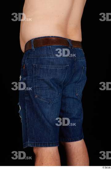 Thigh Man White Casual Jeans Shorts Chubby Studio photo references