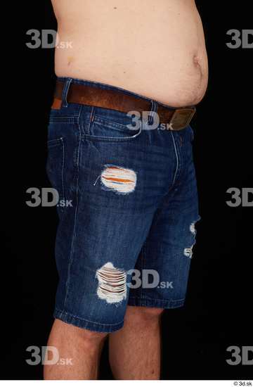 Thigh Man White Casual Jeans Shorts Chubby Studio photo references