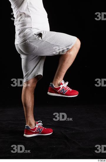 Leg Man White Sports Shorts Chubby Studio photo references