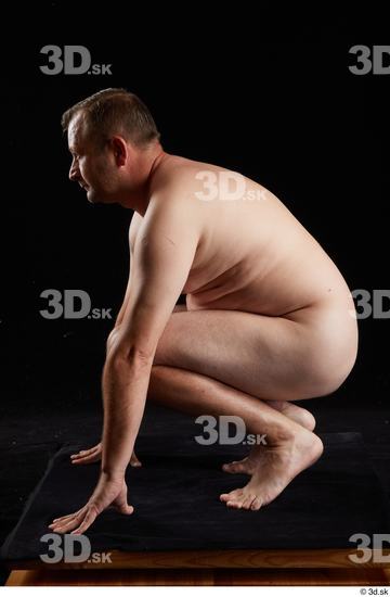 Whole Body Man White Nude Chubby Kneeling Studio photo references