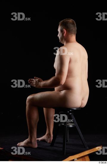 Whole Body Man White Nude Chubby Sitting Studio photo references