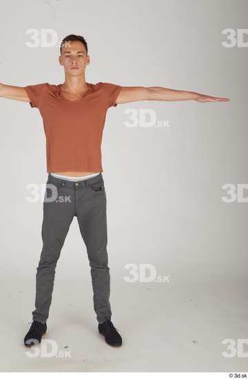 Whole Body Man T poses White Slim Standing Street photo references