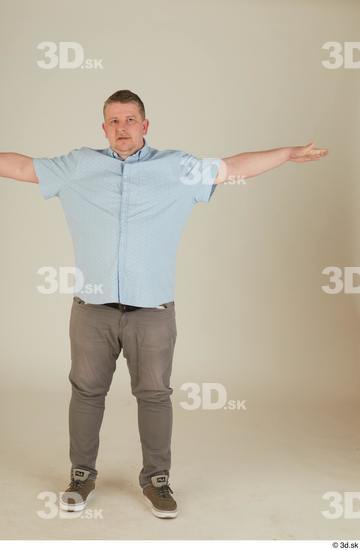 Whole Body Man T poses White Casual Overweight Standing Street photo references