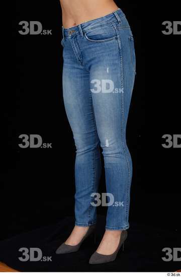 Serina Gomez blue jeans casual dressed grey high heels leg  jpg