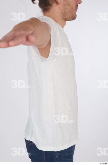 Upper Body Man White Casual Shirt Slim Studio photo references