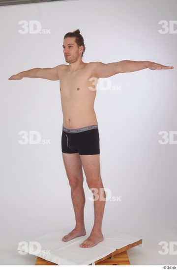 Whole Body Man T poses White Underwear Slim Standing Studio photo references