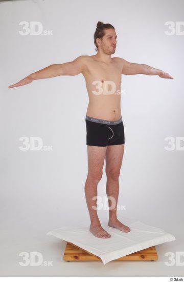 Whole Body Man T poses White Underwear Slim Standing Studio photo references