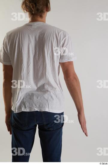 Arm Back Man White Casual Shirt Slim Studio photo references