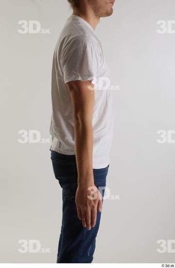 Arm Man White Casual Shirt Slim Studio photo references