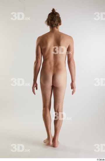 Whole Body Back Man White Nude Slim Walking Studio photo references