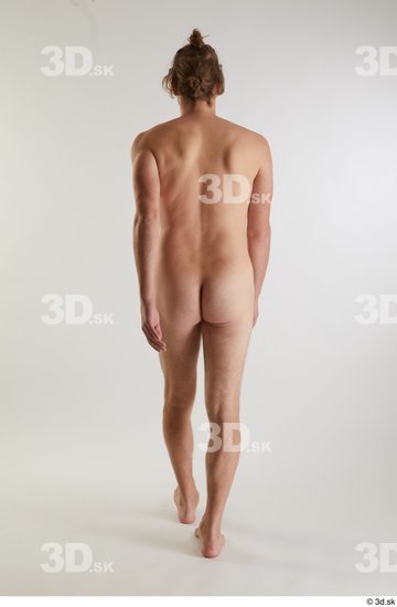 Whole Body Back Man White Nude Slim Walking Studio photo references