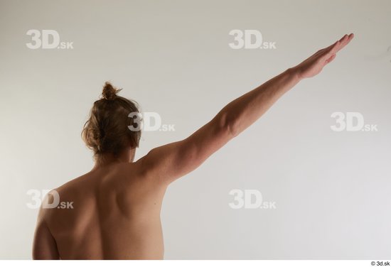 Arm Back Man White Nude Slim Studio photo references