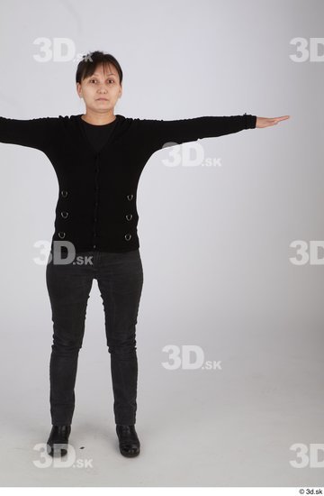 Whole Body Woman T poses Asian Casual Slim Standing Street photo references