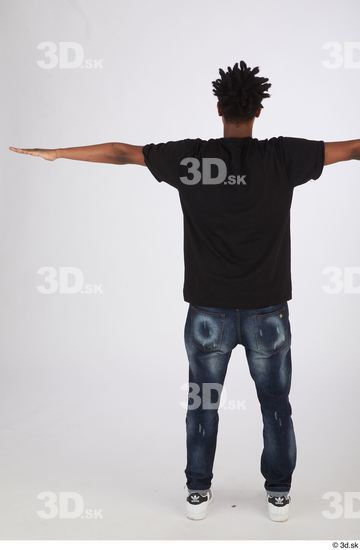 Whole Body Man T poses Black Casual Slim Standing Street photo references