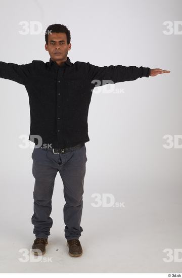 Whole Body Man T poses Black Casual Slim Standing Street photo references