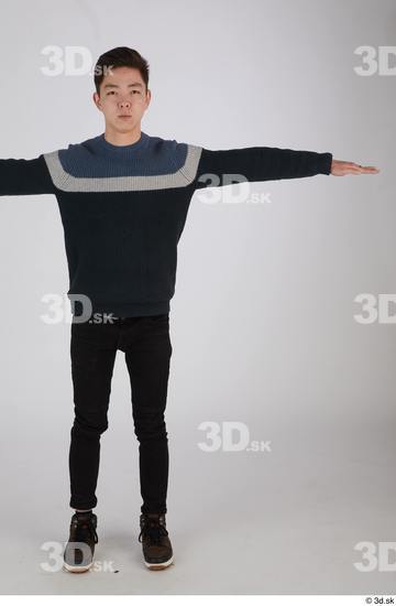 Whole Body Man T poses Asian Casual Slim Standing Street photo references