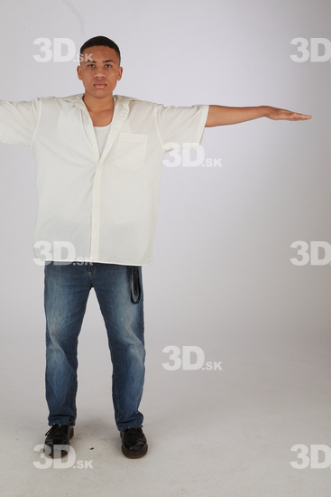 Whole Body Man T poses Black Casual Slim Standing Street photo references