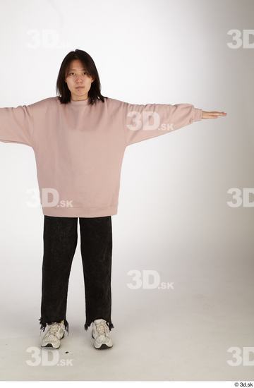 Whole Body Woman T poses Asian Casual Slim Standing Street photo references