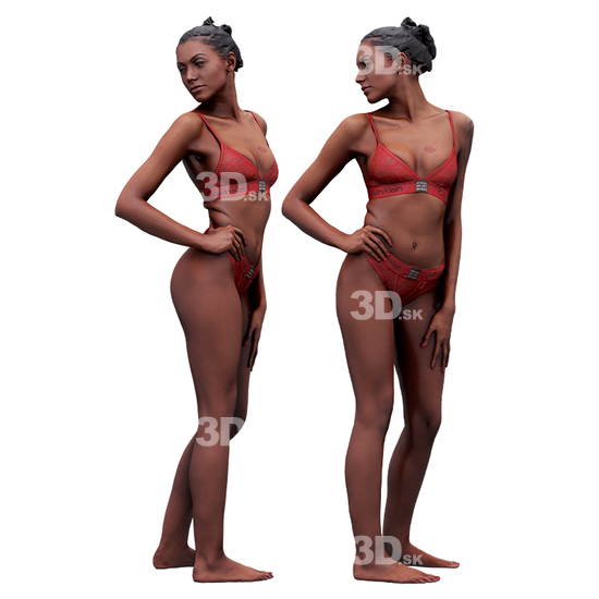 Whole Body Woman Artistic poses White Tattoo Underwear Athletic 3D Cleaned Bodies