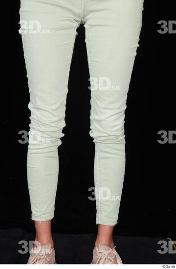 Calf Woman White Casual Jeans Slim Studio photo references