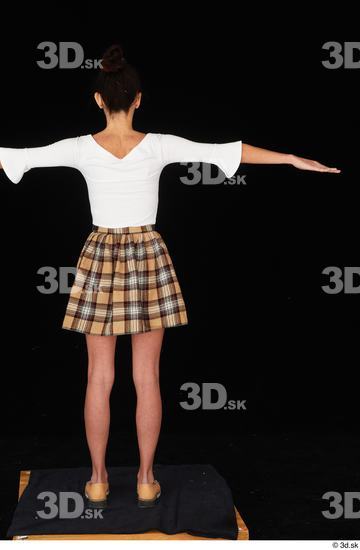 Whole Body Woman T poses White Casual Shoes Shirt Skirt Slim Standing Studio photo references