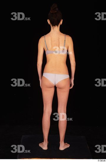 Whole Body Woman White Underwear Bra Slim Standing Panties Studio photo references