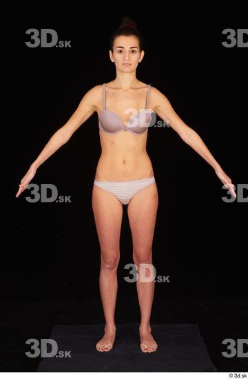 Whole Body Woman White Underwear Bra Slim Standing Panties Studio photo references